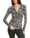 Isabel Marant Étoile Lyss Gathered Abstract-print Blouse In Black