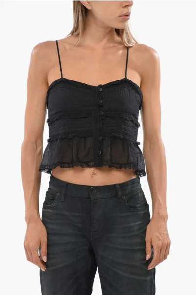 Isabel Marant Etoile Macrame' Lace Gloria Crop Top In Black