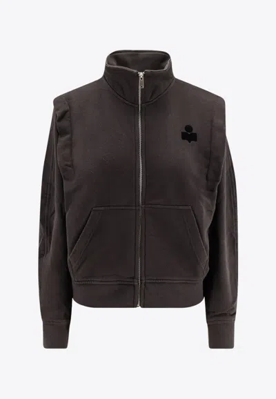 Isabel Marant Étoile Madilia Zip-up Logo Sweatshirt In Black