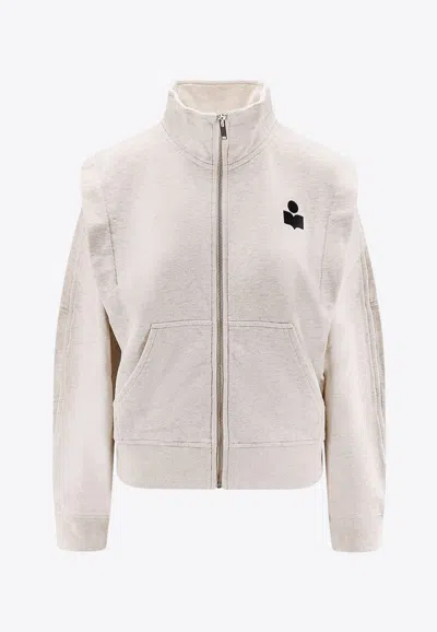 Isabel Marant Étoile Madilia Zip-up Logo Sweatshirt In Neutral