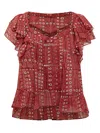 Isabel Marant Étoile Vutti Red Flared Blouse With Print In Red