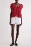 Isabel Marant Étoile Madrana Print Flutter Sleeve Top