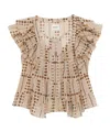 Isabel Marant Étoile Ruffled Sleeve Printed Top With Elastic Neckline In True Color