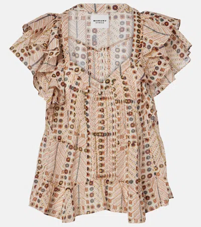 Isabel Marant Étoile Madrana Printed Ruffled Cotton Blouse In White