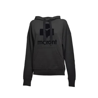Isabel Marant Étoile Black Hoodie With Tonal Logo Print In Cotton Blend Woman In Brown