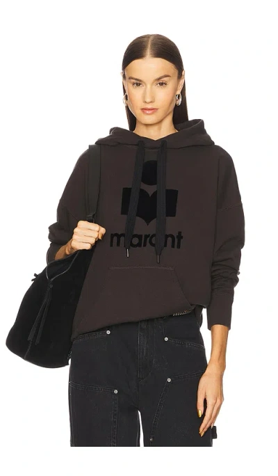 Isabel Marant Étoile Black Hoodie With Tonal Logo Print In Cotton Blend Woman In Brown
