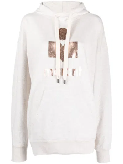 Isabel Marant Étoile Mansel Logo-print Drop-shoulder Hoodie In Neutrals