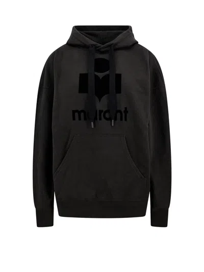 Isabel Marant Étoile Black Hoodie With Tonal Logo Print In Cotton Blend Woman In Brown