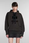 Isabel Marant Étoile Black Hoodie With Tonal Logo Print In Brown