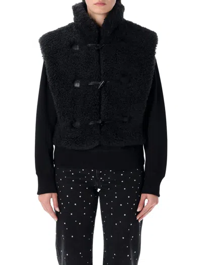 Isabel Marant Étoile Marant Étoile Alisa Black Short Faux Fur Gilet