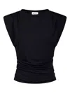 Isabel Marant Étoile Fitted Black Top With Gathered Shoulders And Ruched Sides In Black
