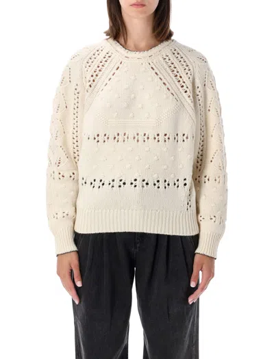 Isabel Marant Étoile Marant Etoile Crewneck Sweater In Cotton Merino Wool Blend In Beige