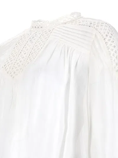 Isabel Marant Étoile Marant Étoile Crochet Yoke Pleated Blouse In White