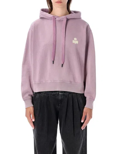 Isabel Marant Étoile Marant Etoile Cropped Logo Hoodie Sweatshirt In Rosewood/ecru