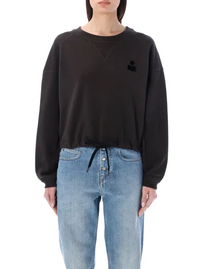 Isabel Marant Étoile Marant Etoile Cropped Mini Hoodie With Flocked Logo In Black