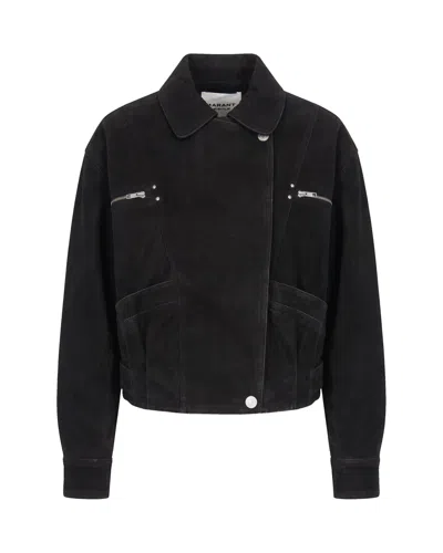 Isabel Marant Étoile Marant Etoile Cropped Moto Jacket In Black