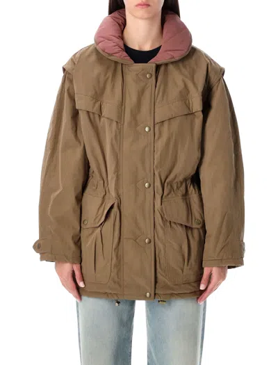 ISABEL MARANT ÉTOILE MARANT ÉTOILE DAMONE TWO-TONE COTTON COAT WITH HOOD