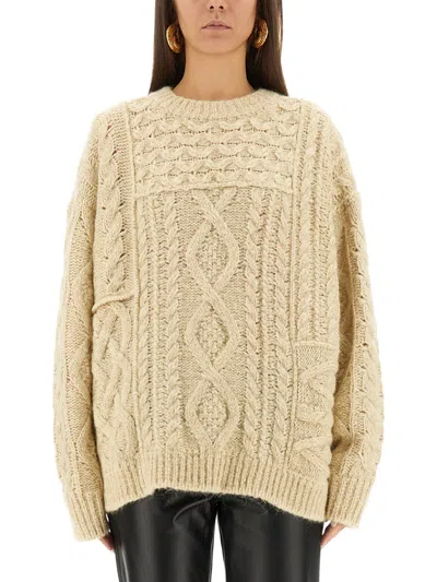 Isabel Marant Étoile Deottille Cable Knit Sweater Ribbed Cuffs Hem In Neutral