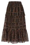 Isabel Marant Étoile Marant Etoile Women Diya Biologic Cotton Skirt With All-over Print In Brown