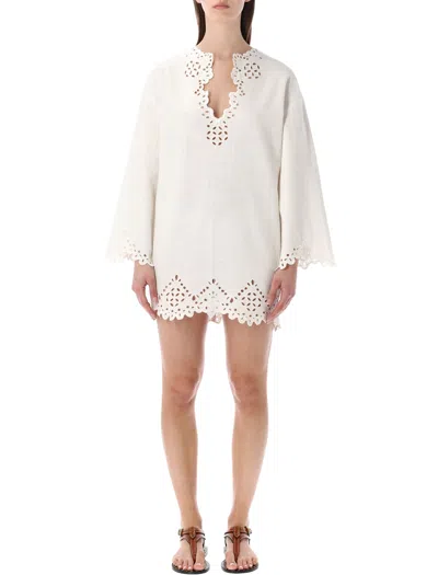 Isabel Marant Étoile Marant Etoile Embroidered Lace Trim Mini Dress In Animal Print