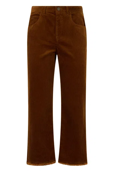 Isabel Marant Étoile Marant Étoile Flared Cotton Trousers In Brown