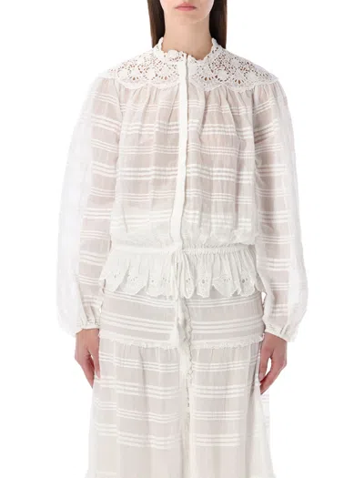 Isabel Marant Étoile Isabel Marant Etoile Women 'polly' White Blouse With Choker Neckline And Adjustable Waist With Draws