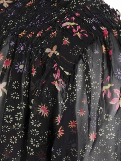 Isabel Marant Étoile Marant Étoile Floral Print Pleated Sheer Blouse In Multi