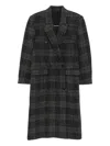 Isabel Marant Étoile Double-breasted Grey Plaid Coat With Structured Silhouette In Gray