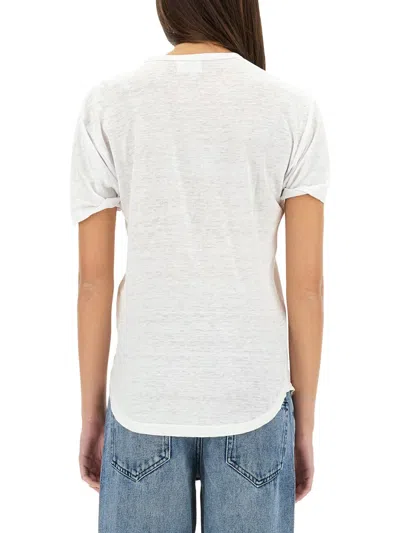 Isabel Marant Étoile Marant Étoile Logo Print Linen T-shirt In White