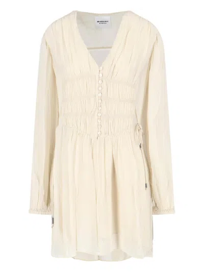 Isabel Marant Étoile Marant Etoile Long-sleeve Button-front Mini Dress In Neutral