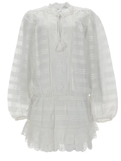 Isabel Marant Étoile Polly Lace-trimmed Organic Cotton-voile Blouse In White