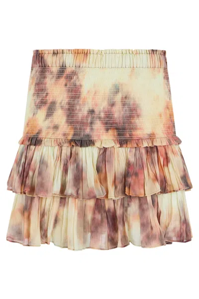 Isabel Marant Étoile Marant Étoile Naomi Shirred Tiered Printed Cotton-voile Mini Skirt In Multi