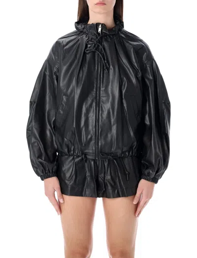 Isabel Marant Étoile Womens Isabel Marant Etoile Neela Ruched Faux-leather Jacket In Black