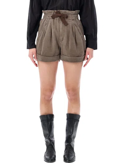 Isabel Marant Étoile Nirma Linen Blend Shorts In Brown