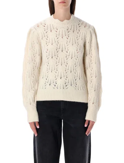 Isabel Marant Étoile Marant Etoile Openwork Knit Puff-sleeve Sweater In Animal Print