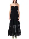 Isabel Marant Étoile Paule Long Floral Cotton And Lace Dress In Black