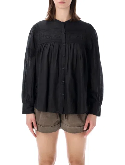 Isabel Marant Flowing Black Blouse With Pintuck Detailing