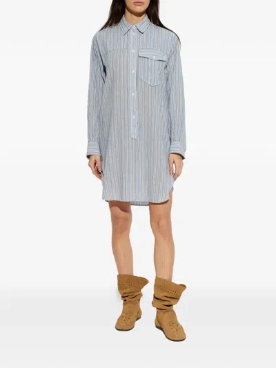 Isabel Marant Étoile Isabel Marant Etoile Laurane Striped Cotton Voile Shirt Dress In Gray
