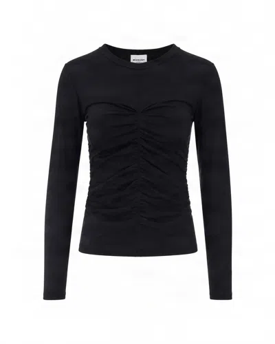 Isabel Marant Étoile Marant Etoile Ruched Fitted Long Sleeve Top In Black