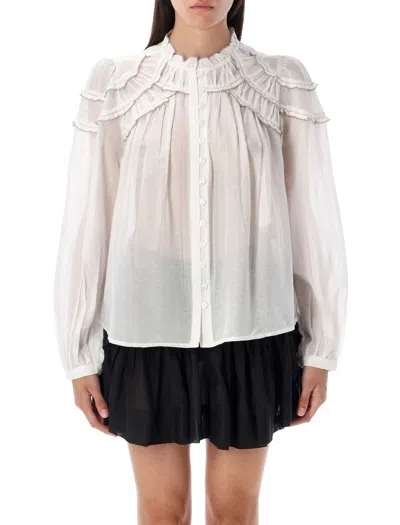 Isabel Marant Étoile Marant Etoile Ruffled Button-front Blouse In Bianco