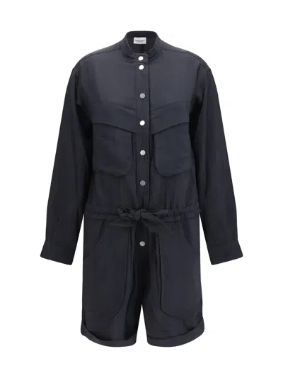 Isabel Marant Étoile Marant Etoile Short Cotton-blend Safari Jumpsuit In Blue