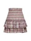 Isabel Marant Étoile Isabel Marant Etoile Womens Khaki Ochre Naomi Check-print Cotton Mini Skirt In Antik Pink/yellow