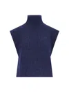 Isabel Marant Étoile High Neck Sleeveless Knitwear With Ribbed Texture In Blue