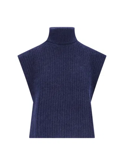 Isabel Marant Étoile High Neck Sleeveless Knitwear With Ribbed Texture In Blue