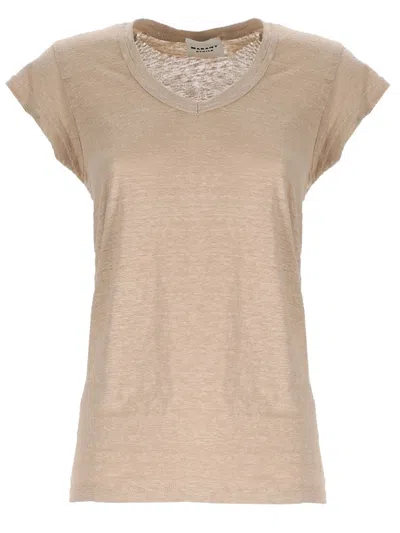 Isabel Marant Étoile Zankou Textured Linen Round-neck T-shirt In Neutral