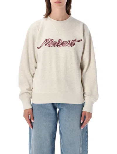 Isabel Marant Étoile Marant Etoile The Rise Heathered Cotton Fleece Sweatshirt With Embroidered Logo In Neutral