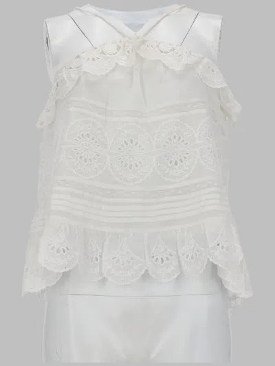 Isabel Marant Étoile Prisha Sleeveless Eyelet Lace Tank Top In White