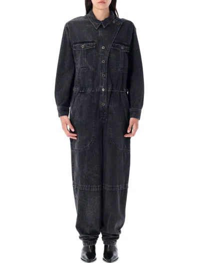 Isabel Marant Étoile Marant Etoile Utility Denim Jumpsuit In Vintage Black