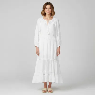 Pre-owned Isabel Marant Étoile Marant Etoile White Cotton Blend Lace Detail Tiered Latifa Midi Dress L
