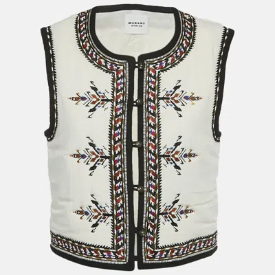 Pre-owned Isabel Marant Étoile Marant Etoile White Embroidery Cotton Blend Sleeveless Jacket S